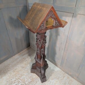 Marvellous 1853 Gothic Memorial Oak Pedestal Lectern With Lions