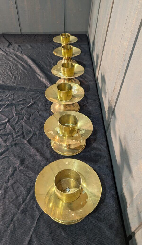 Post War Solid Brass Low Level Big 6 Altar Candlesticks