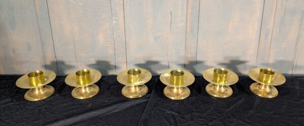 Post War Solid Brass Low Level Big 6 Altar Candlesticks