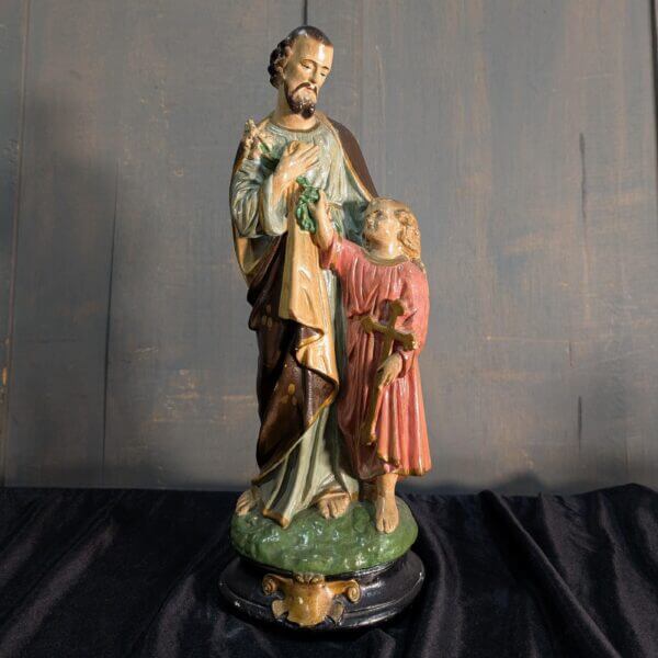 Nice Antique Example of the Classic French Religious Statue St Joseph & Child