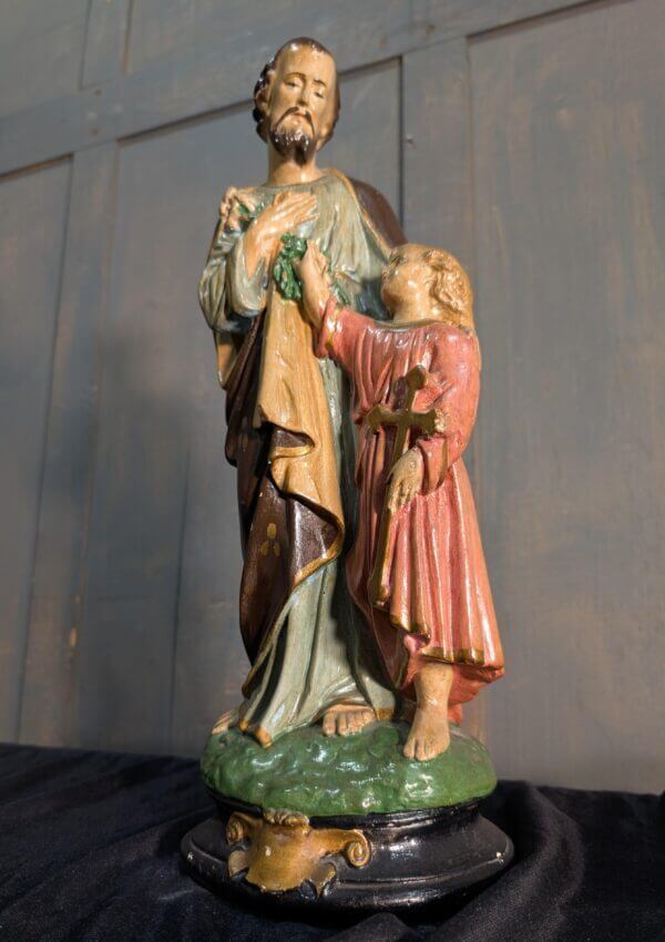 Nice Antique Example of the Classic French Religious Statue St Joseph & Child