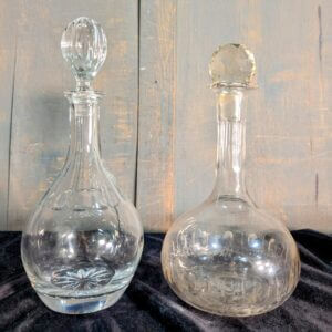 Two Cut Glass/Crystal Holy Wine Decanters