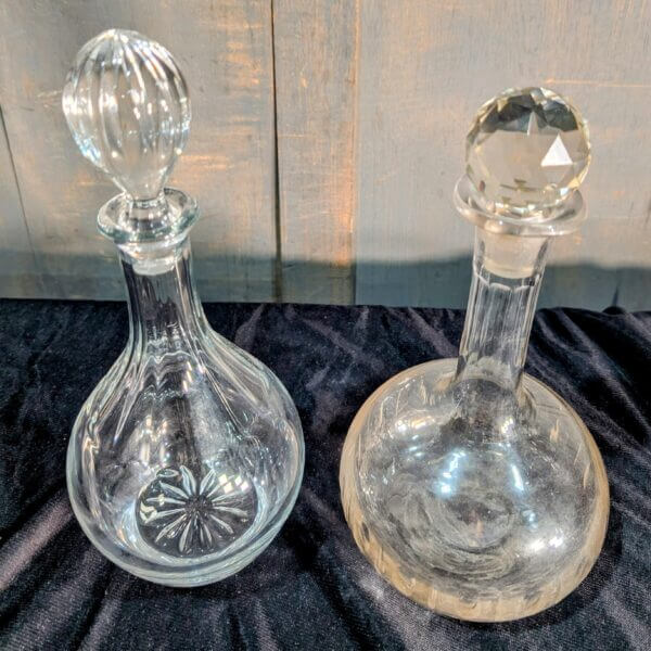 Two Cut Glass/Crystal Holy Wine Decanters