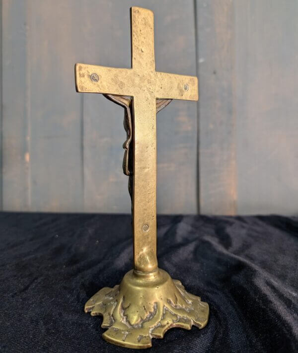 Simple French Heavy Brass Table Crucifix