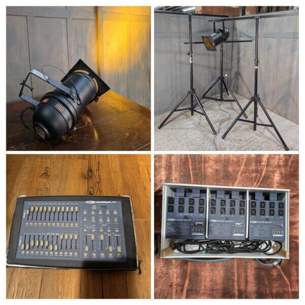 Used Stage Theatre Lighting System with 12 Can 3 Stands Lighting Deck