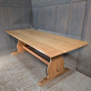 Large Pine Refectory Table with Slab Leg Supports