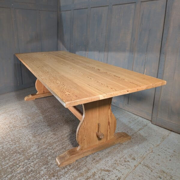 Large Pine Refectory Table with Slab Leg Supports