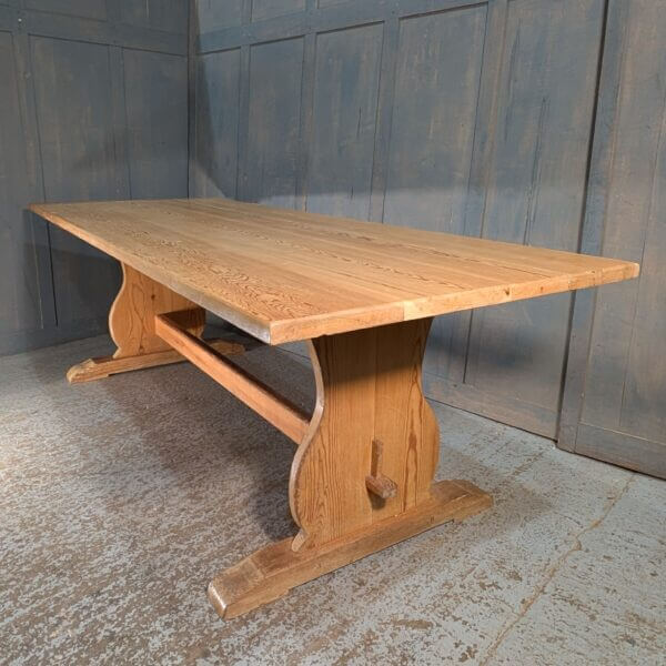 Large Pine Refectory Table with Slab Leg Supports