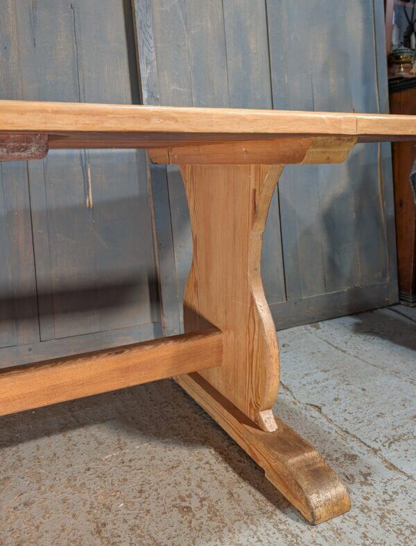 Large Pine Refectory Table with Slab Leg Supports