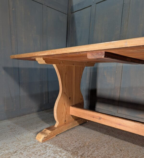 Large Pine Refectory Table with Slab Leg Supports