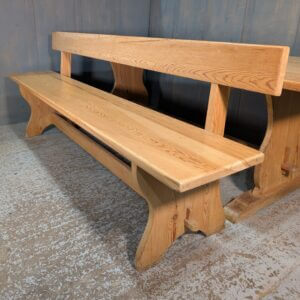 Large Pine Bar Back Bench with Refectory Stretcher