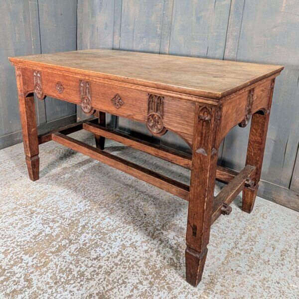 1927 Vintage Late Gothic Carved Oak Communion Table