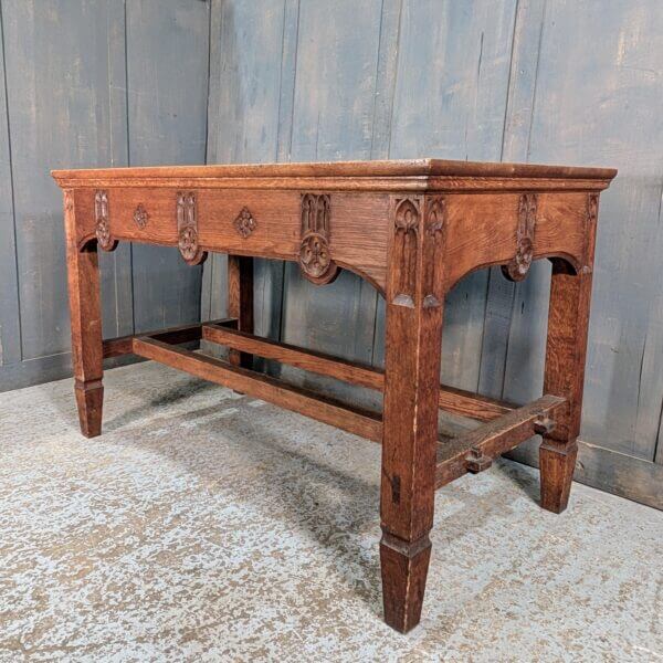 1927 Vintage Late Gothic Carved Oak Communion Table