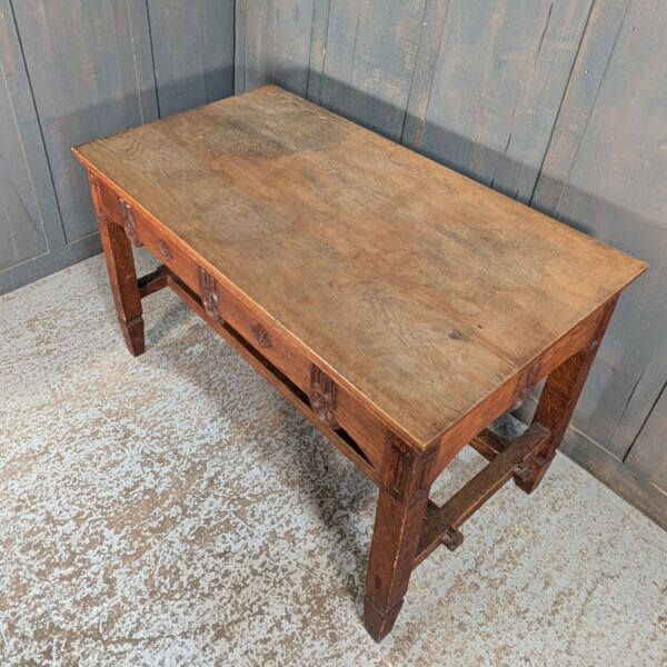 1927 Vintage Late Gothic Carved Oak Communion Table