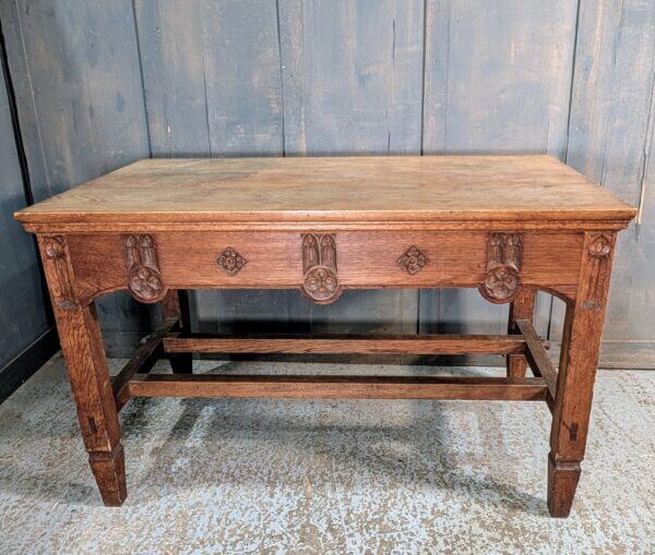 1927 Vintage Late Gothic Carved Oak Communion Table