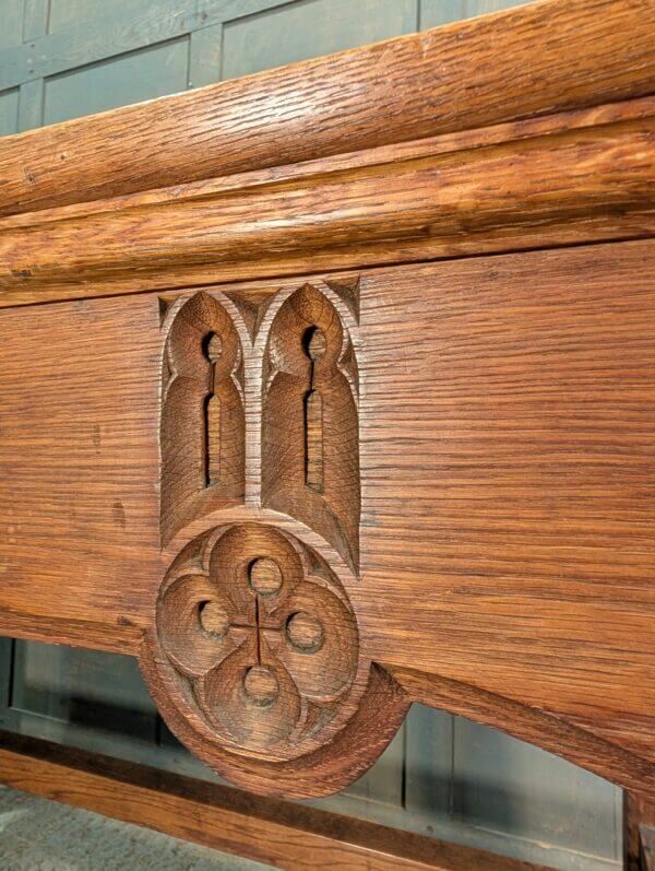 1927 Vintage Late Gothic Carved Oak Communion Table