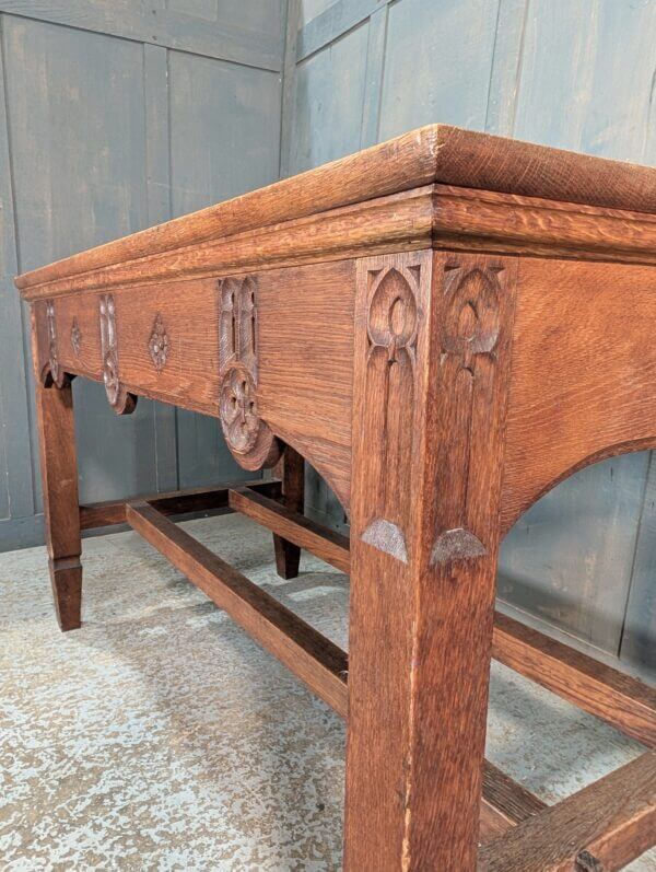 1927 Vintage Late Gothic Carved Oak Communion Table