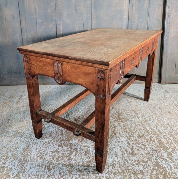 1927 Vintage Late Gothic Carved Oak Communion Table