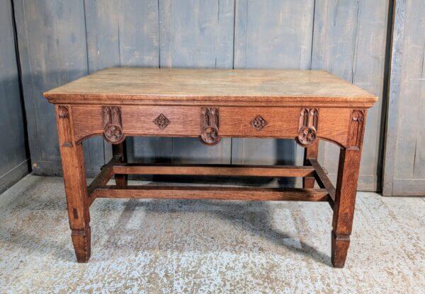 1927 Vintage Late Gothic Carved Oak Communion Table