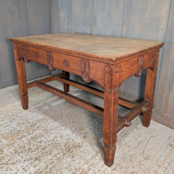 1927 Vintage Late Gothic Carved Oak Communion Table