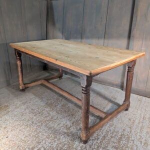 Distinctive Antique Pine Refectory Table with 18th Century Base