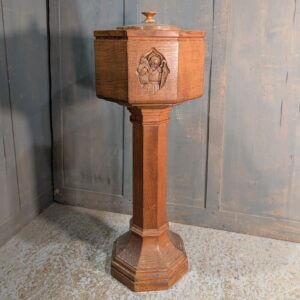 Modern Oak Portable Centenary Church Baptismal Font with Carved Christ