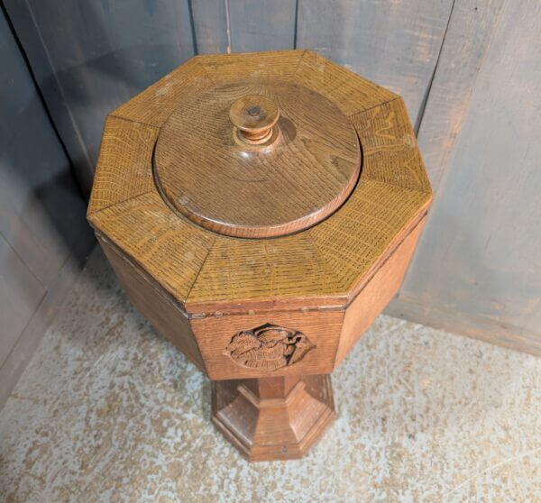 Modern Oak Portable Centenary Church Baptismal Font with Carved Christ