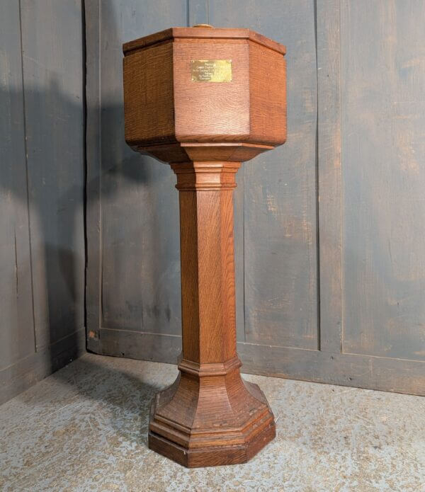 Modern Oak Portable Centenary Church Baptismal Font with Carved Christ