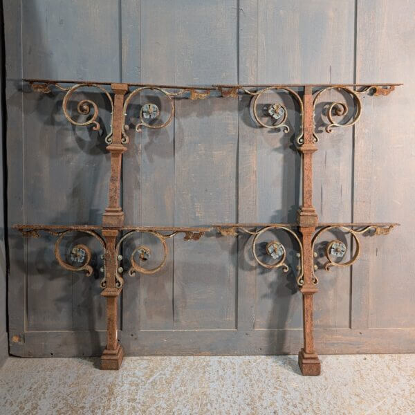 Four Heavy Rusty Victorian Altar Rail Upstands from a Welsh Church