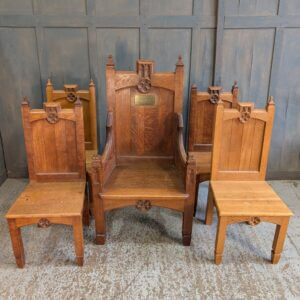 1927 Vintage Late Gothic Oak Ministers Chairs from Christ Church Stanley