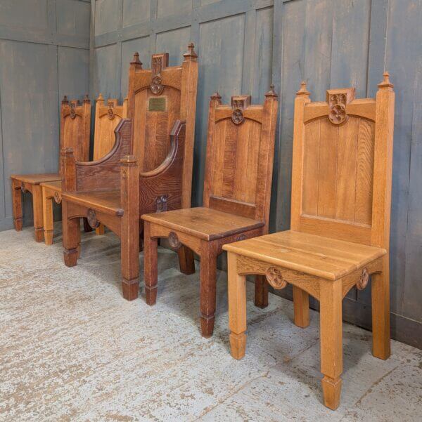 1927 Vintage Late Gothic Oak Ministers Chairs from Christ Church Stanley