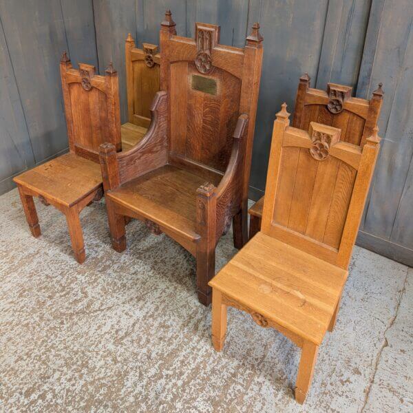 1927 Vintage Late Gothic Oak Ministers Chairs from Christ Church Stanley