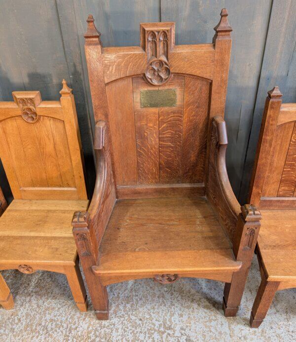 1927 Vintage Late Gothic Oak Ministers Chairs from Christ Church Stanley