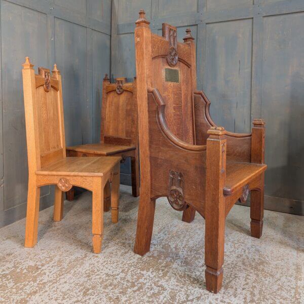 1927 Vintage Late Gothic Oak Ministers Chairs from Christ Church Stanley