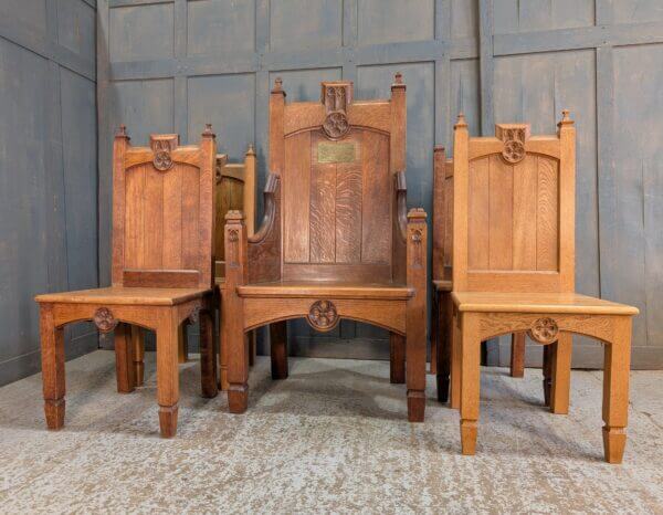 1927 Vintage Late Gothic Oak Ministers Chairs from Christ Church Stanley