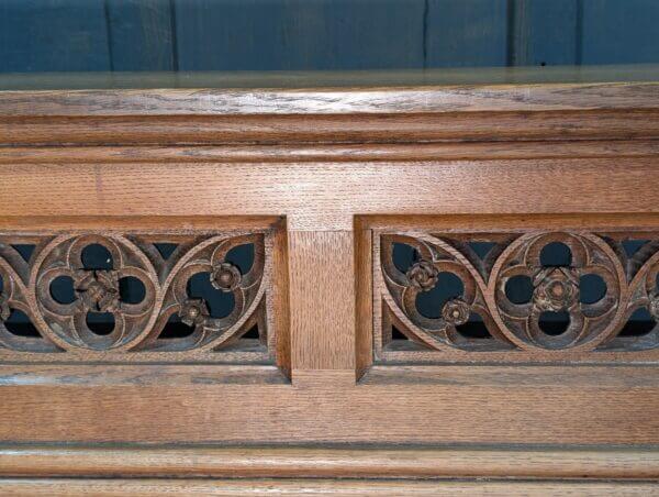 Imposing High Back Gothic Oak Choir Pew from All Saints Nettleham