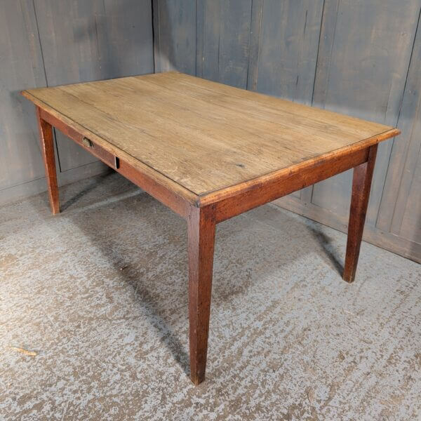 1930's Vintage French Oak Kitchen Table with Drawer