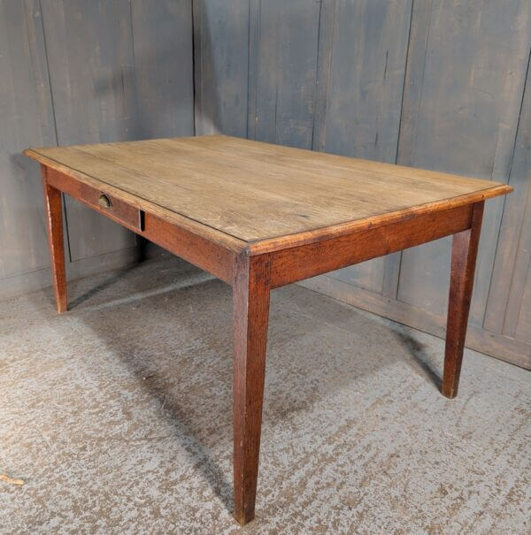 1930's Vintage French Oak Kitchen Table with Drawer