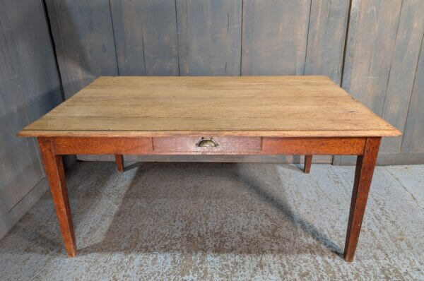 1930's Vintage French Oak Kitchen Table with Drawer