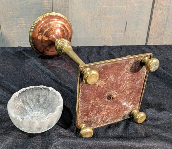 Antique Copper and Brass Holy Water Stand Holder with Bowl Vat