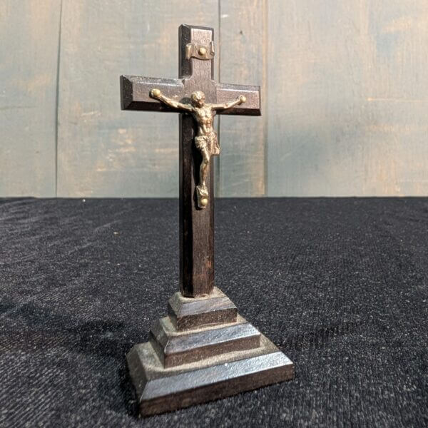 Antique Miniature French Ebony Crucifix