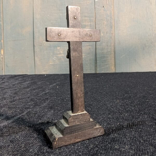 Antique Miniature French Ebony Crucifix