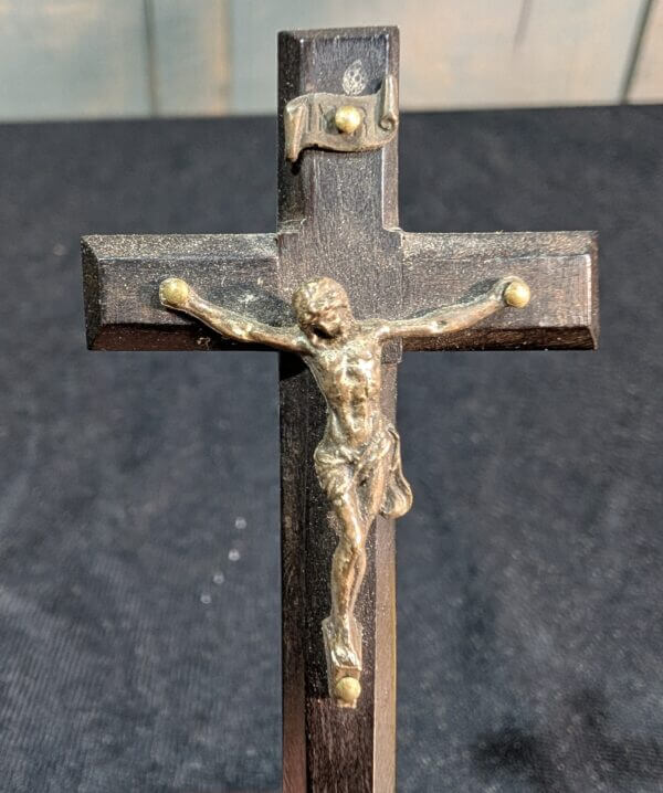 Antique Miniature French Ebony Crucifix