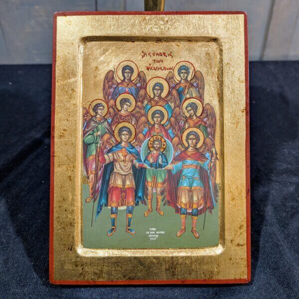 Greek Reproduction Icon of the Synaxis of the Archangels on Wood