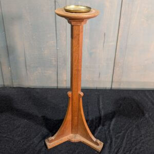 Oak & Brass Larger Church Candle Stand