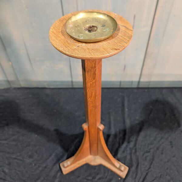 Oak & Brass Larger Church Candle Stand