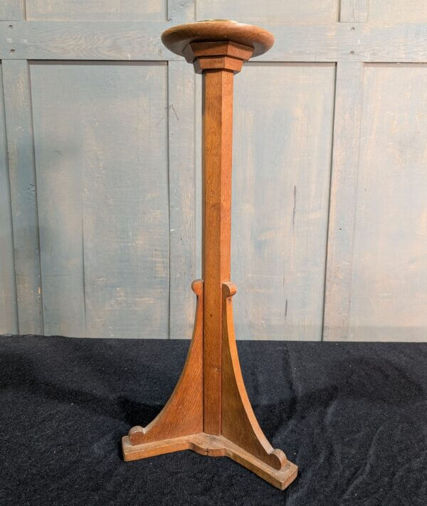 Oak & Brass Larger Church Candle Stand