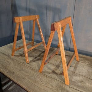 Pair of Small Folding Oak Coffin Stands