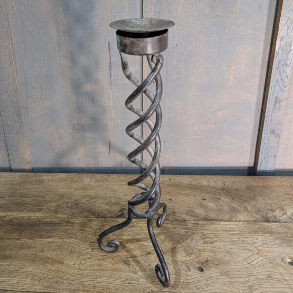 Medium Size Wrought Iron Barley Twist Candlestick