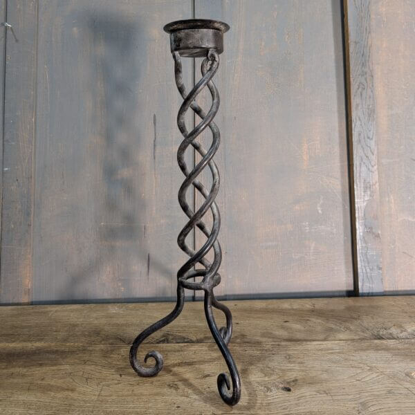 Medium Size Wrought Iron Barley Twist Candlestick